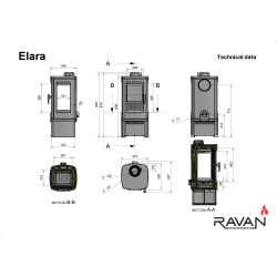 Чавунна піч камін Ravan Elara 10 кВт на дровах